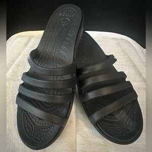 CROCS Black Strappy Slide Sandals